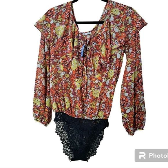 Free People Intimately Say It To Me Bodysuit in Red Sienna Comb NWT - Picture 2 of 12